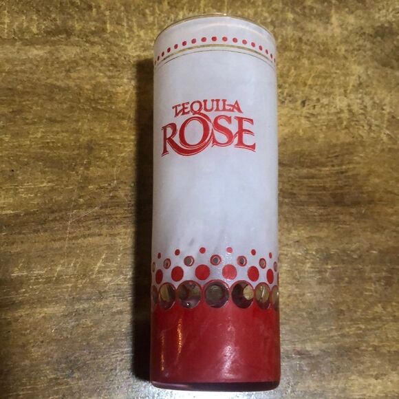 TEQUILA ROSE Frosted & Red Shot Glasses Bar Drinking Barware - Picture 1 of 6